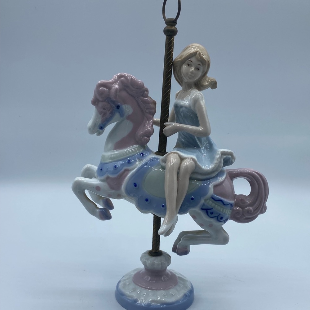 Beautiful Small Girl & Horse Carousel Porcelain Figure